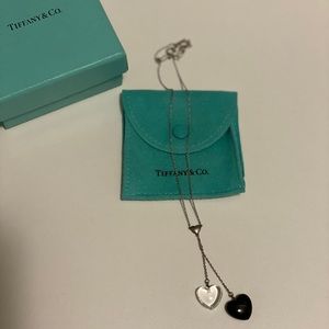 Tiffany & Co Onyx Crystal Double Heart Necklace